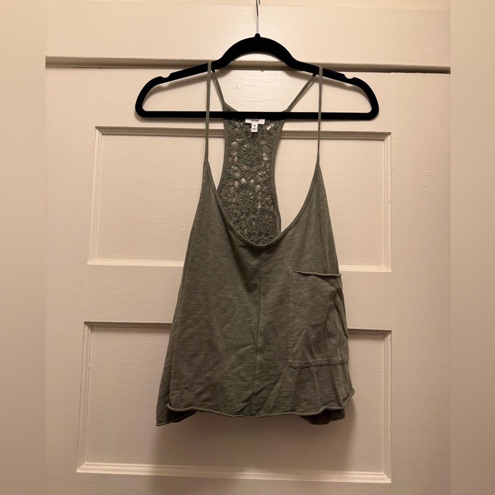 Aerie Summer House Crochet Back Cropped Tank Top